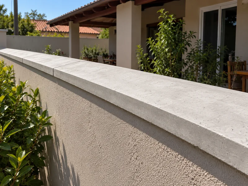 Pingadeiras claras sobre muro rebocado junto a uma casa com varanda.